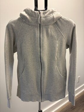 Lululemon Scuba Hoodie Light Cotton Fleece Full Zip Jacket ~ 14 ~ Heathered Grey